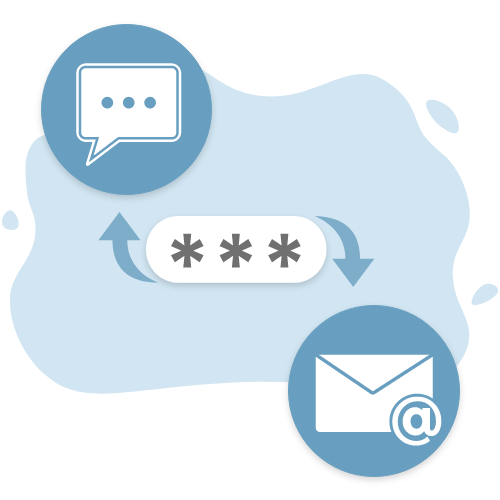 Image of text message and email converstion bubbles