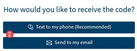 Image of How would you like to receive the code options through text or email